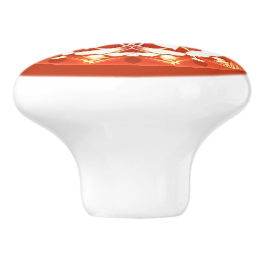 Batik Mandala Muster in Rust Red Keramikknauf (Seitenansicht)