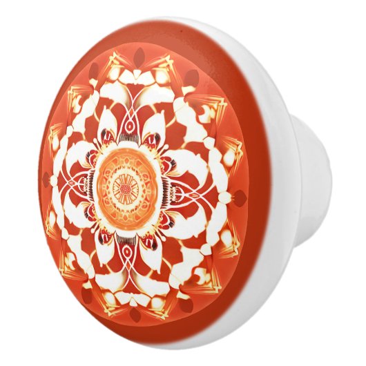 Batik Mandala Muster in Rust Red Keramikknauf (Rechts)