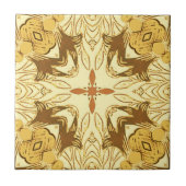 Batik Mandala Muster Mustard Gold und Brown Fliese (Vorderseite)