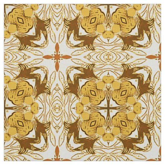 Batik Mandala Muster Mustard Gold und Brown Stoff (Muster)