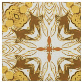 Batik Mandala Muster Mustard Gold und Brown Stoff (Nahaufnahme)