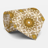 Batik Mandala Muster Mustard Gold und Creme Krawatte (Gerollt)