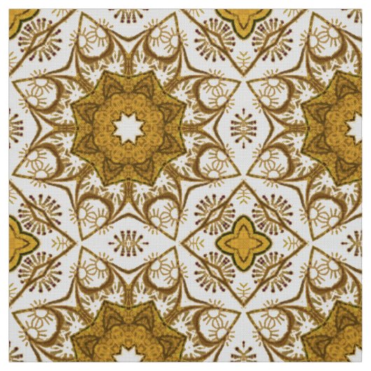 Batik Mandala Muster Mustard Gold und Creme Stoff (Muster)