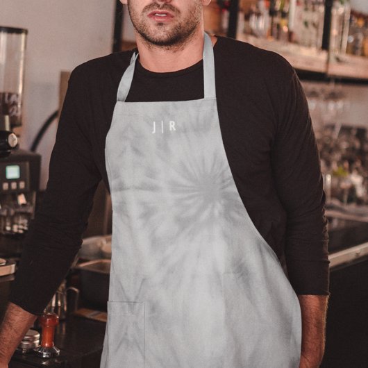 Batik | Moderne Minimalistisch-Grau-Monogramm-Schü Schürze