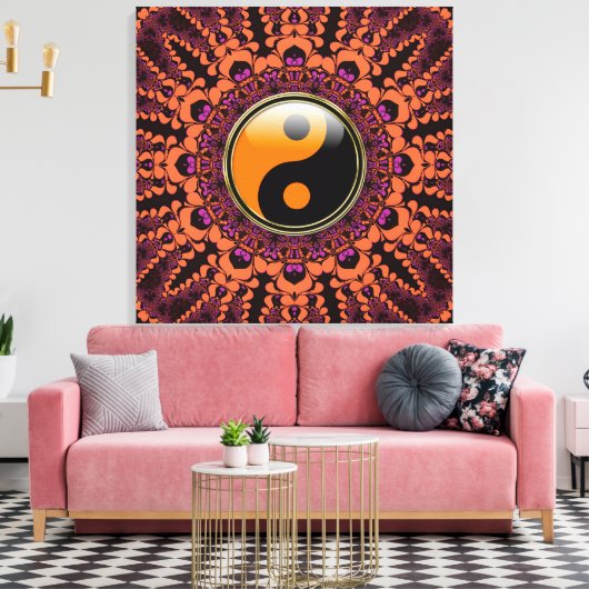 Batik New Age Yin Yang Wrapped Canvas Leinwanddruck (Insitu (Wohnzimmer))