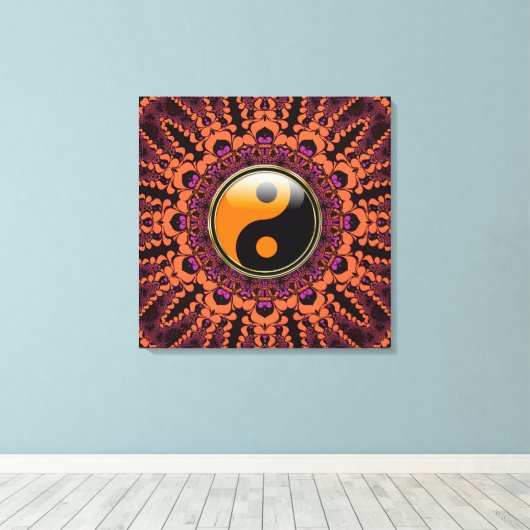 Batik New Age Yin Yang Wrapped Canvas Leinwanddruck (Insitu (Holzboden))