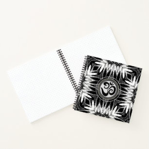 Batik Om Sign Black & White Mandala New Age Notizblock