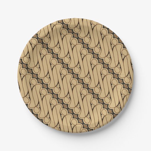 Batik Parang, indonesisches Muster, Javanisch, eth Pappteller (Vorderseite)