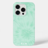 Batik | Pastel Mint Green Monogram iPhone Case (Rückseite)