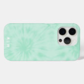Batik | Pastel Mint Green Monogram iPhone Case (Rückseite (Horizontal))