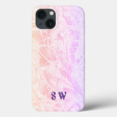 Batik | Pastellrosa Lila Monogramm Case-Mate iPhone Hülle (Rückseite)