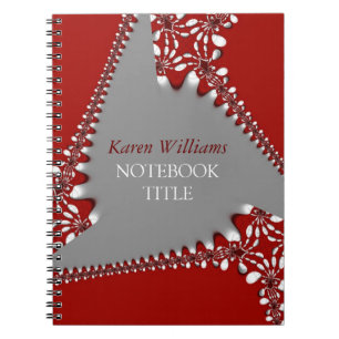 Batik Red Silver Abstrakt Lace Notebook Notizblock