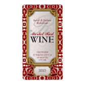 Batik Rot Design Custom Wine Bottle Labels (Vorne)