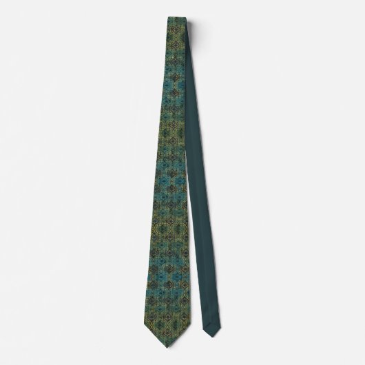 Batik Scroll Emerald und Gold Krawatte (Vorderseite)