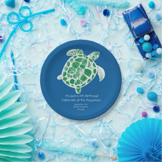 Batik Sea Turtle Kids Birthday Party Paper Plates. Pappteller (Party)
