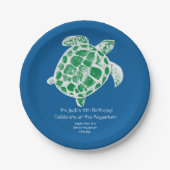 Batik Sea Turtle Kids Birthday Party Paper Plates. Pappteller (Vorderseite)
