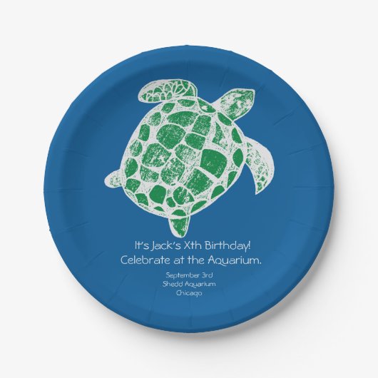 Batik Sea Turtle Kids Birthday Party Paper Plates. Pappteller (Vorderseite)