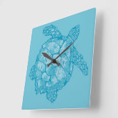 Batik Sea Turtle Square Wall Clock Quadratische Wanduhr (Winkel)