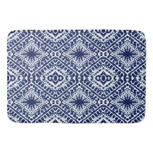 Batik Star n Diamond Shibori Indigomuster Badematte (Vorderseite)