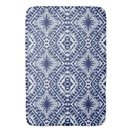 Batik Star n Diamond Shibori Indigomuster Badematte (Vorderseite Vertikal)