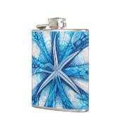 Batik Starfish Sand Dollar Blue Shells Beach Flachmann (Links)
