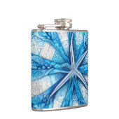 Batik Starfish Sand Dollar Blue Shells Beach Flachmann (Rechts)