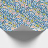 Batik Stil Muster Punkte Blume Blau Hintergrund Geschenkpapier (Ecke)