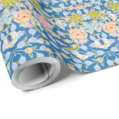 Batik Stil Muster Punkte Blume Blau Hintergrund Geschenkpapier (Rolleneckpunkt)