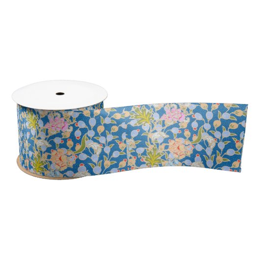 Batik Stil Muster Punkte Blume Blau Hintergrund Satinband (Spule)