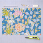 Batik Stil Muster Punkte Blume Blau Hintergrund Seidenpapier (Handwerk)