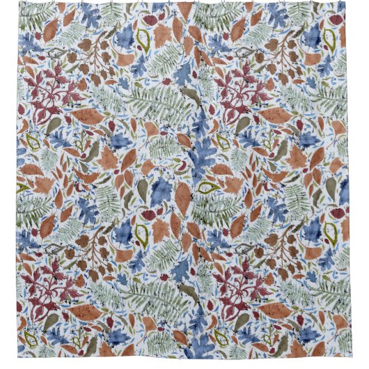 Batik-Style-Herbstlaub überwältigten Muster Duschvorhang (Vorderseite)