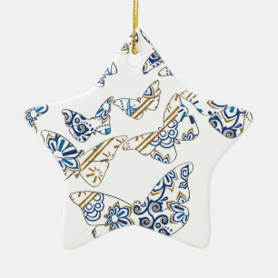 Batik und Schmetterling no.4 Keramik Ornament