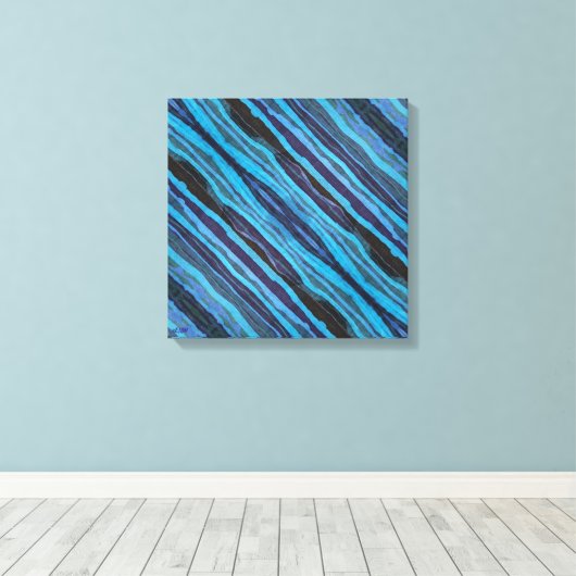 Batik Wavy Stripes Stretched Canvas Print Leinwanddruck (Insitu (Holzboden))
