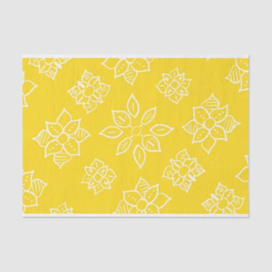 Batik Yellow Floral Tissue Paper Seidenpapier (Vorderseite)