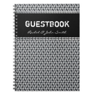 Batika Schwarz Weiß Muster Gästebuch Notizbuch Notizblock