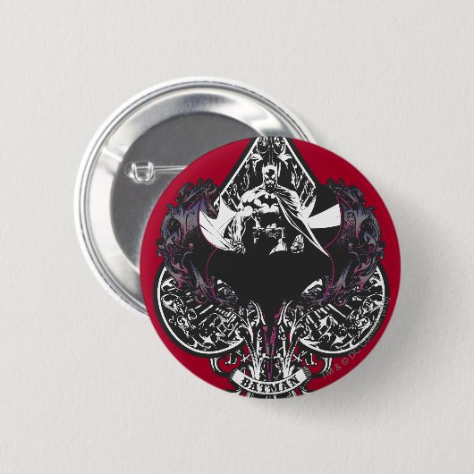Batman Ace of Spaces Gotisches Wappen Button (Vorne & Hinten)
