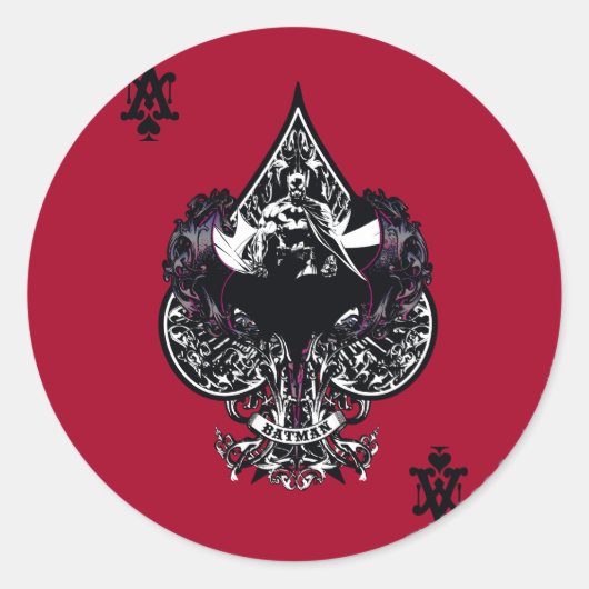 Batman Ace of Spaces Gotisches Wappen Runder Aufkleber (Vorderseite)