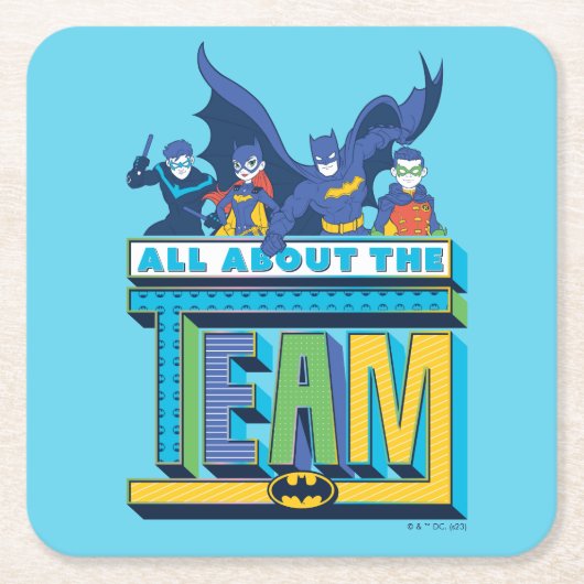 Batman | Alles über das Team Rechteckiger Pappuntersetzer (Vorderseite)