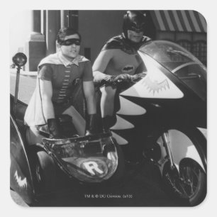Batman and Robin in Batcycle Quadratischer Aufkleber