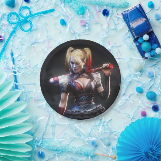 Batman Arkham Knight | Harley Quinn mit Bat Pappteller (Party)