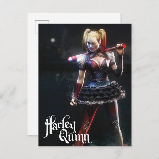 Batman Arkham Knight | Harley Quinn mit Bat Postkarte (Vorne/Hinten)