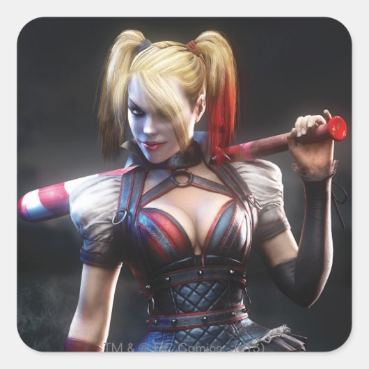 Batman Arkham Knight | Harley Quinn mit Bat Quadratischer Aufkleber (Vorderseite)
