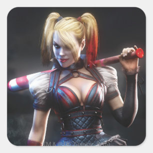 Batman Arkham Knight   Harley Quinn mit Bat Quadratischer Aufkleber