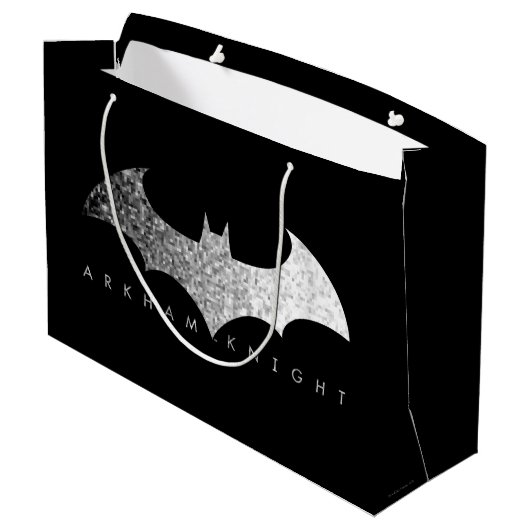 Batman Arkham Knight Pixel Logo Große Geschenktüte (Rückseite Schrägansicht)
