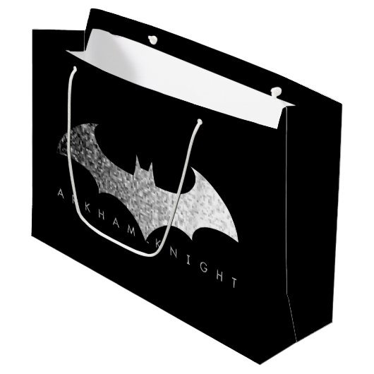 Batman Arkham Knight Pixel Logo Große Geschenktüte (Vorderseite Schrägansicht)
