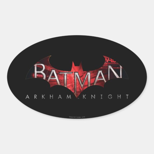 Batman Arkham Knight Red Logo Ovaler Aufkleber (Vorderseite)