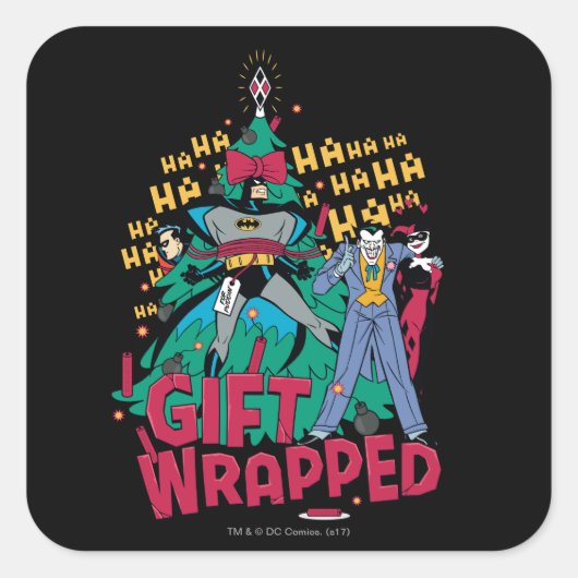 Batman | Batman & Robin Geschenk an XMas Tree umma Quadratischer Aufkleber (Vorderseite)