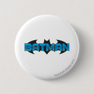 Batman   Blue Name Logo Button