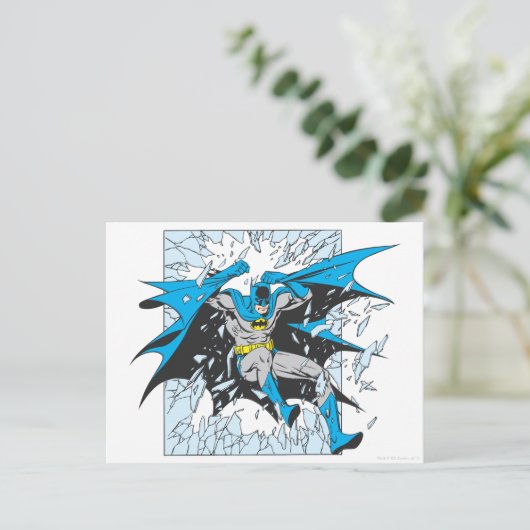 Batman bricht durch Glas Postkarte (Stehend Vorderseite)