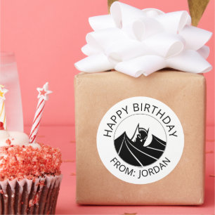 Batman "Caped Crusader" Happy Birthday Runder Aufkleber